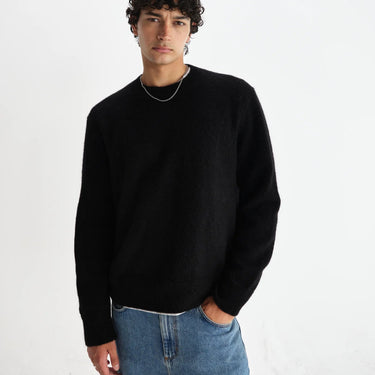 Wax London WILDE CREW BRUSH STRIPE BLACK / DARK MULTI - KYOTO - Wax London