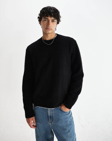 Wax London WILDE CREW BRUSH STRIPE BLACK / DARK MULTI - KYOTO - Wax London