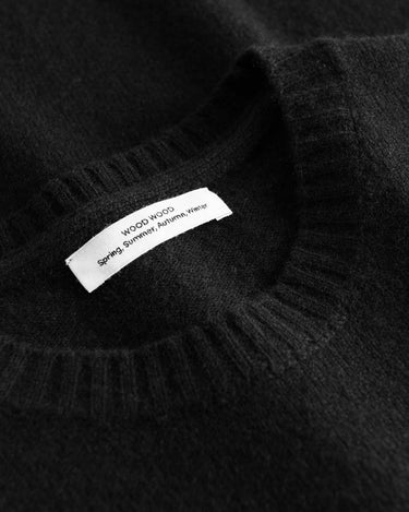 Wood Wood Beckett brushed lambswool Striktrøje Black - KYOTO - Wood Wood