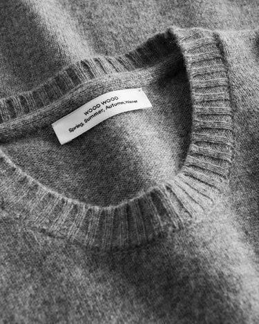 Wood Wood Beckett lambswool Striktrøje Grey melange - KYOTO - Wood Wood