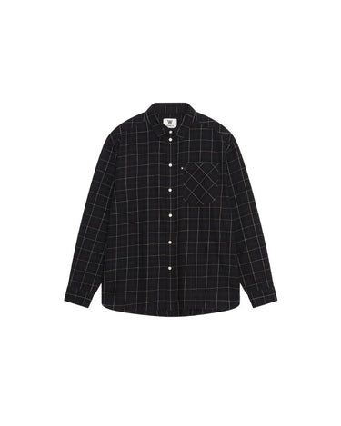 Wood Wood Day Check Light Flannel Shirt GOTS Skjorter Charcoal - KYOTO - Wood Wood