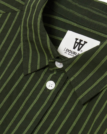 Wood Wood Day Dobby Striped Shirt Nature Green - KYOTO - Wood Wood