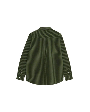 Wood Wood Day Dobby Striped Shirt Nature Green - KYOTO - Wood Wood