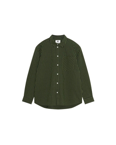 Wood Wood Day Dobby Striped Shirt Nature Green - KYOTO - Wood Wood