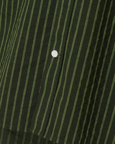 Wood Wood Day Dobby Striped Shirt Nature Green - KYOTO - Wood Wood