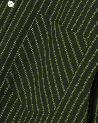 Wood Wood Day Dobby Striped Shirt Nature Green - KYOTO - Wood Wood