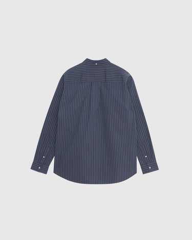 Wood Wood Day Striped AA Embroidery Shirt GOTS Skjorter Blue Grey - KYOTO - Wood Wood