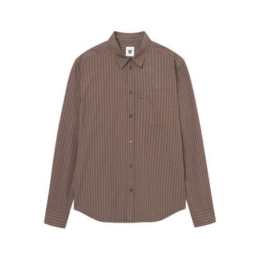 Wood Wood Day Striped Shirt GOTS Brown stripes - KYOTO - Wood Wood