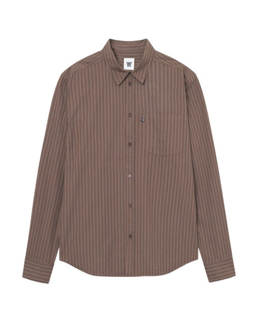 Wood Wood Day Striped Shirt GOTS Brown stripes - KYOTO - Wood Wood