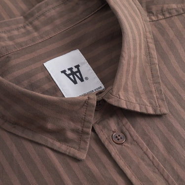 Wood Wood Day Striped Shirt GOTS Brown stripes - KYOTO - Wood Wood