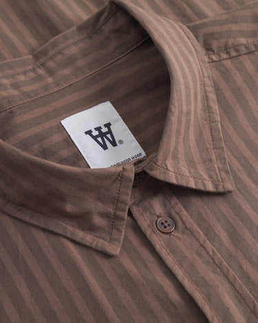 Wood Wood Day Striped Shirt GOTS Brown stripes - KYOTO - Wood Wood