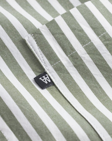 Wood Wood Day Striped Shirt GOTS Off - white/green stripes - KYOTO - Wood Wood