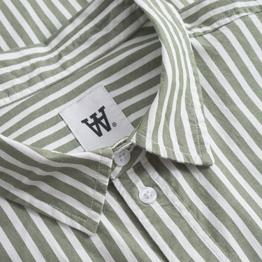 Wood Wood Day Striped Shirt GOTS Off - white/green stripes - KYOTO - Wood Wood