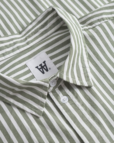 Wood Wood Day Striped Shirt GOTS Off - white/green stripes - KYOTO - Wood Wood