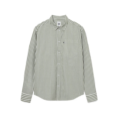 Wood Wood Day Striped Shirt GOTS Off - white/green stripes - KYOTO - Wood Wood