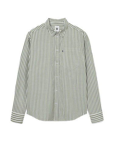 Wood Wood Day Striped Shirt GOTS Off - white/green stripes - KYOTO - Wood Wood