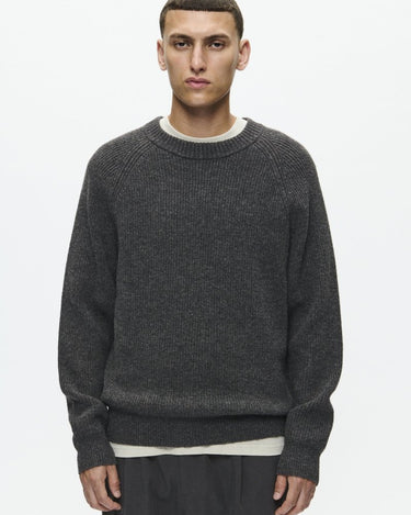 Wood Wood WWKevin crew neck 25298 Gray Pinstripe Melange - KYOTO - Wood Wood