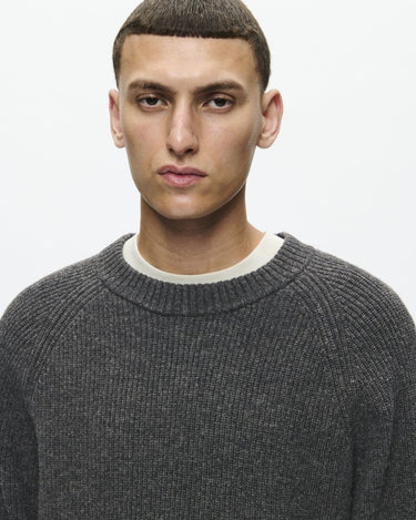 Wood Wood WWKevin crew neck 25298 Gray Pinstripe Melange - KYOTO - Wood Wood