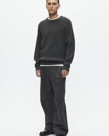 Wood Wood WWKevin crew neck 25298 Gray Pinstripe Melange - KYOTO - Wood Wood