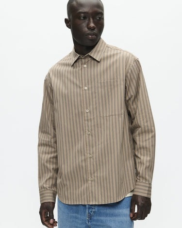 Wood Wood WWNico shirt 25278 Greige stripe - KYOTO - Wood Wood