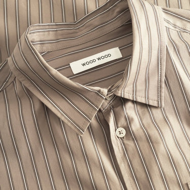 Wood Wood WWNico shirt 25278 Greige stripe - KYOTO - Wood Wood