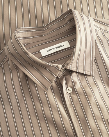 Wood Wood WWNico shirt 25278 Greige stripe - KYOTO - Wood Wood