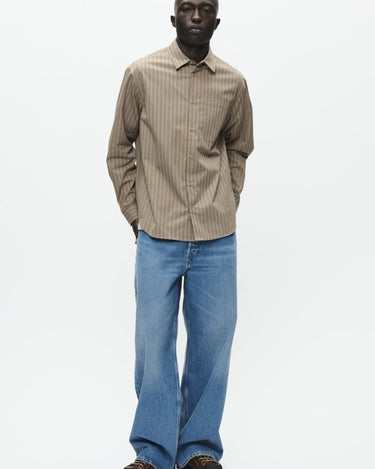Wood Wood WWNico shirt 25278 Greige stripe - KYOTO - Wood Wood
