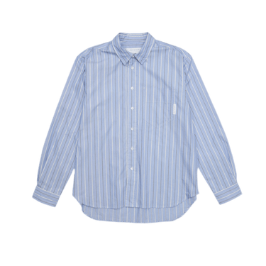 Works and Days Washed Stripe Vintage Shirt Pale Blue Stripe - KYOTO - Works and Days