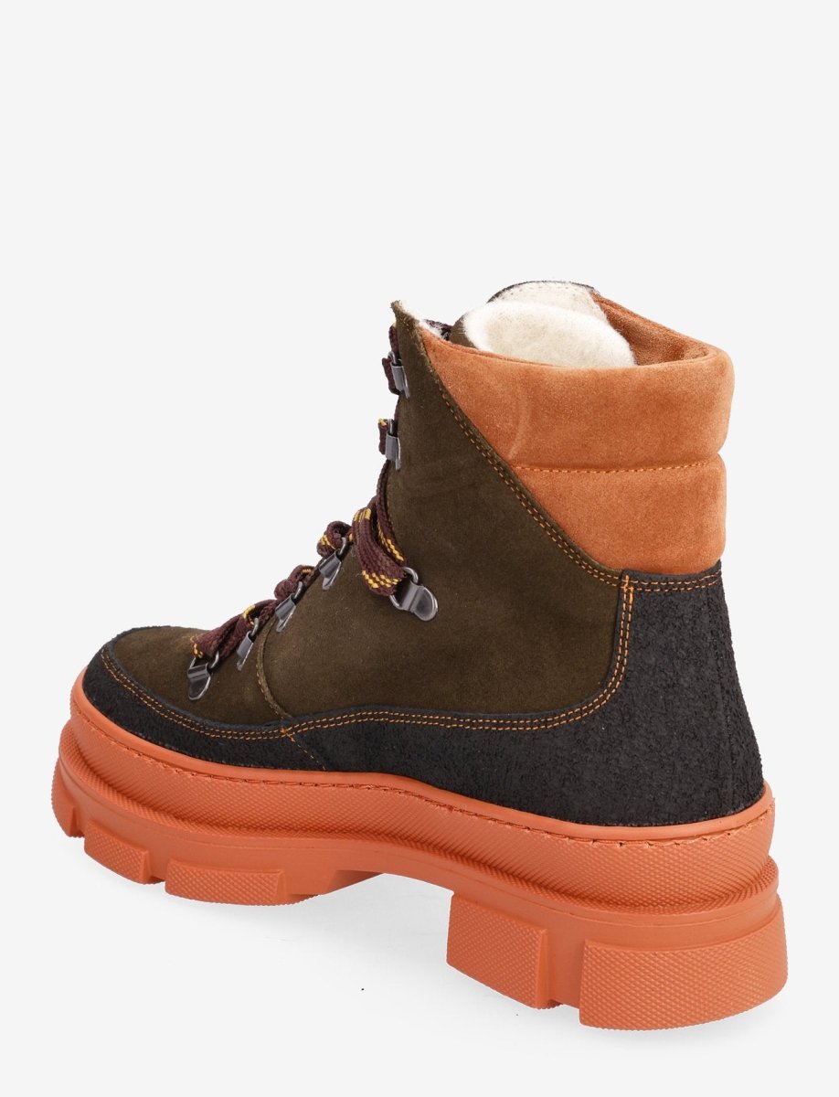 ANGULUS Lace-up boot with wool Black/Terracotta - KYOTO - ANGULUS