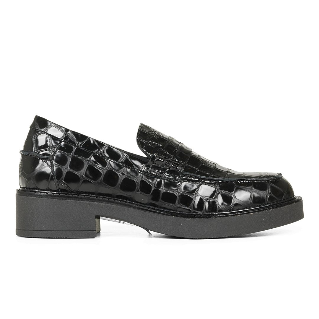 ANGULUS Loafer w. chunky sole Black Croco - KYOTO - ANGULUS