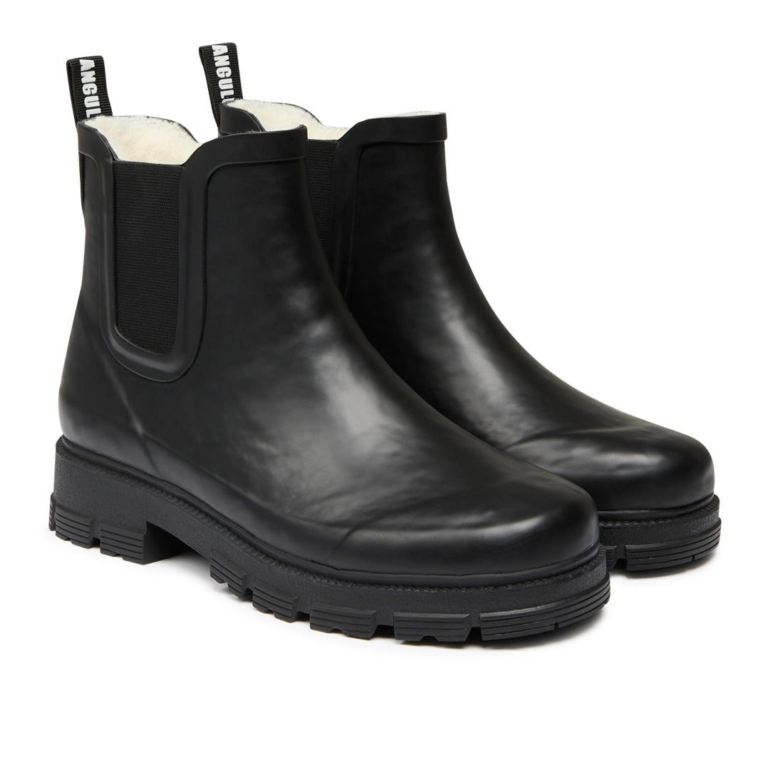 ANGULUS Rain boots with wool lining black - KYOTO - ANGULUS