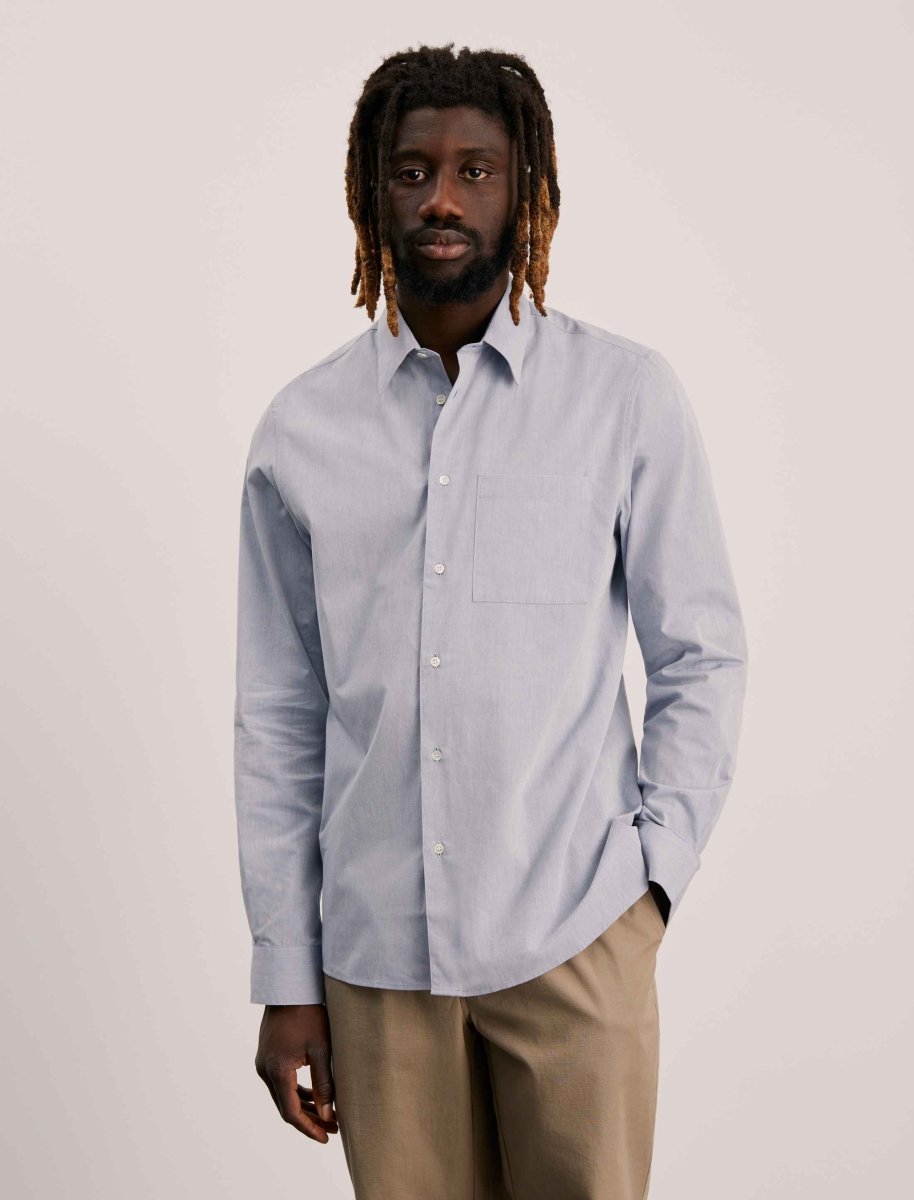 ANOTHER ASPECT Cotton L/S Shirt Blue Grey - KYOTO - ANOTHER ASPECT