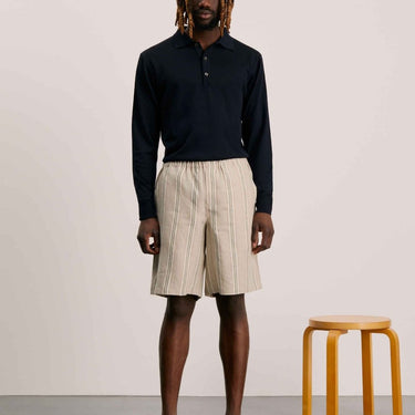 ANOTHER ASPECT Linen Shorts Green Striped - KYOTO - ANOTHER ASPECT