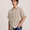 ANOTHER ASPECT Linen S/S Shirt Green Striped - KYOTO - ANOTHER ASPECT
