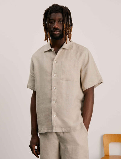 ANOTHER ASPECT Linen S/S Shirt Sand - KYOTO - ANOTHER ASPECT