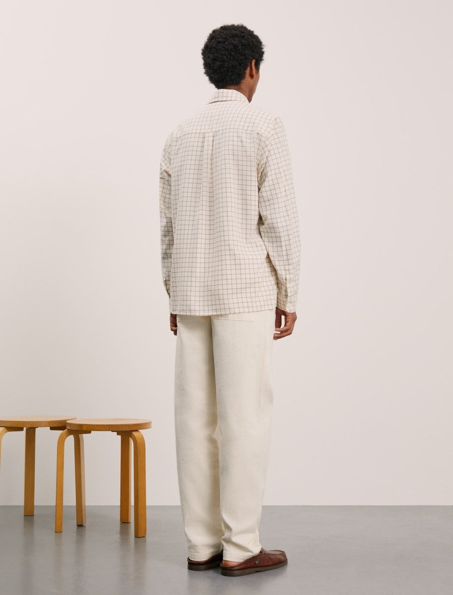 ANOTHER ASPECT Mix L/S Shirt Ecru/Pale Check - KYOTO - ANOTHER ASPECT