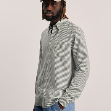 ANOTHER ASPECT Tencel L/S Shirt Evergreen/White - KYOTO - ANOTHER ASPECT