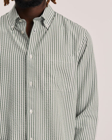 ANOTHER ASPECT Tencel L/S Shirt Evergreen/White - KYOTO - ANOTHER ASPECT