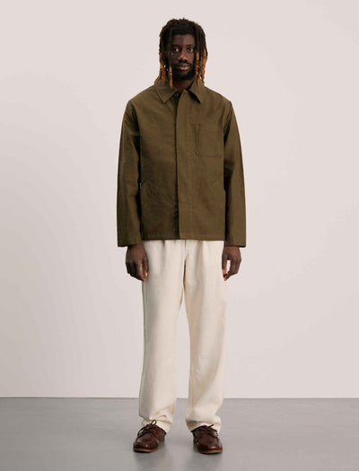 ANOTHER ASPECT Waxed Cotton Overshirt Leaf - KYOTO - ANOTHER ASPECT