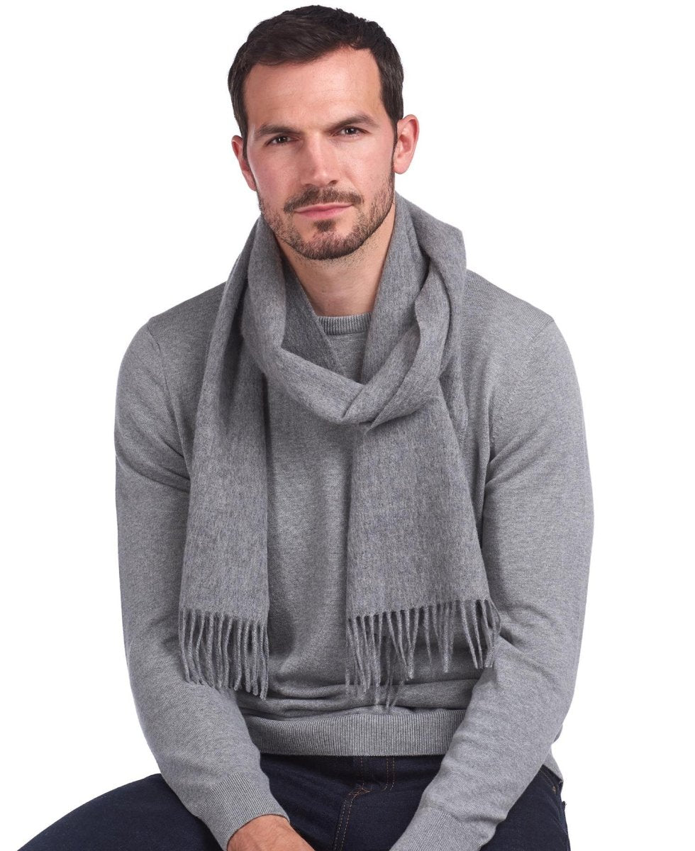 Barbour Plain Lambswool Scarf Grey - KYOTO - Barbour