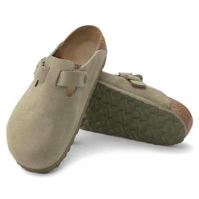 Birkenstock Boston Suede Leather Faded Khaki - KYOTO - Birkenstock
