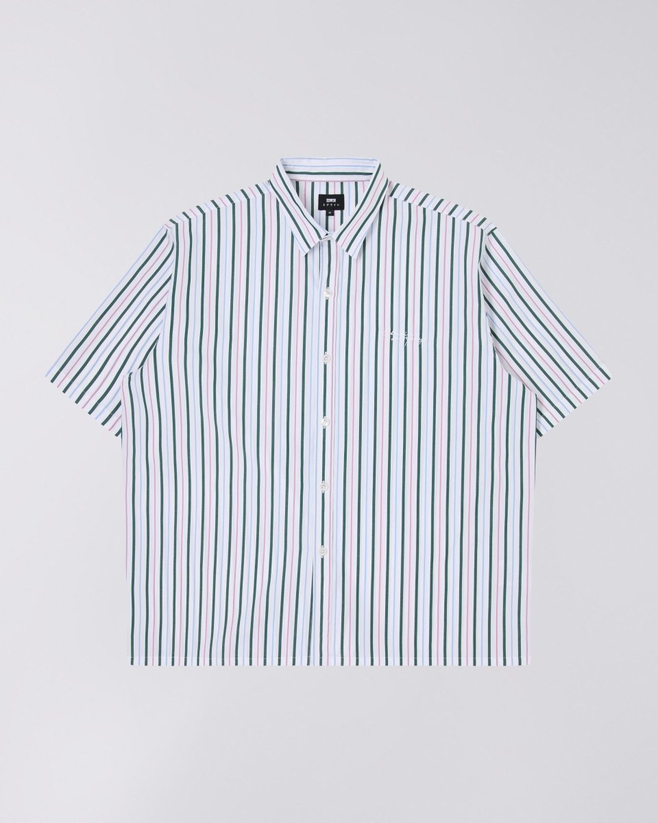 EDWIN TOLEDO shirt SS - WHITE / PINK / GREEN - KYOTO - EDWIN