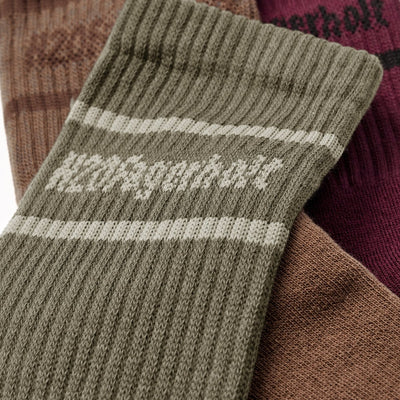 H2OFagerholt New Suck Socks 3-pack Earth/Green/Plum Wine - KYOTO - H2OFagerholt