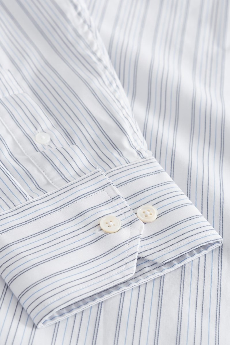 Nico poplin stripe shirt - Blue Stripes - KYOTO - Wood Wood