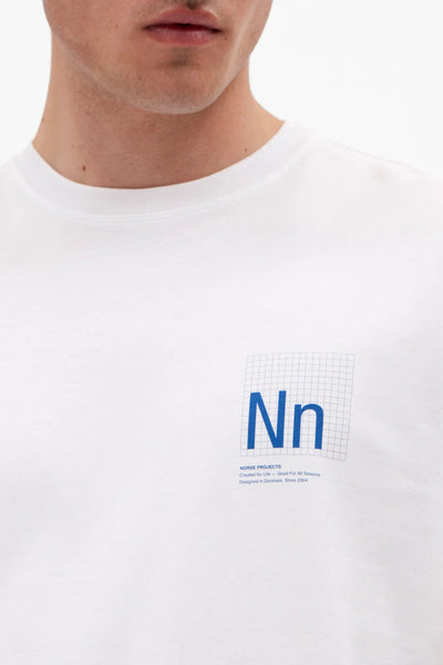 Norse Jakob Organic Interlock Print T-Shirt White - KYOTO - Norse Projects