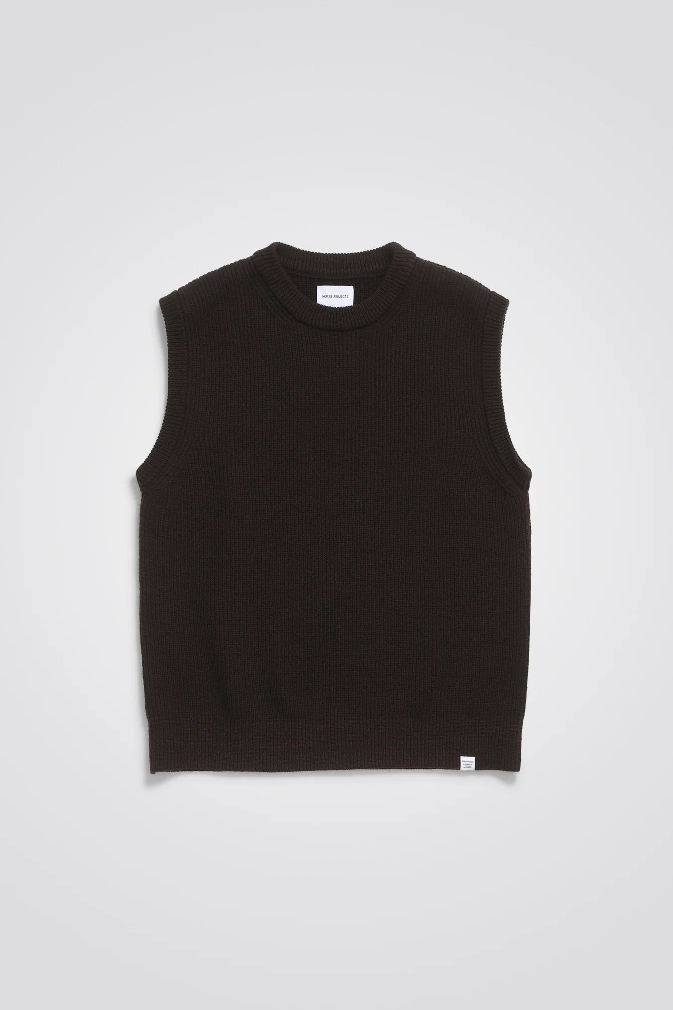 Norse Manfred Wool Rib Vest Espresso - KYOTO - Norse Projects