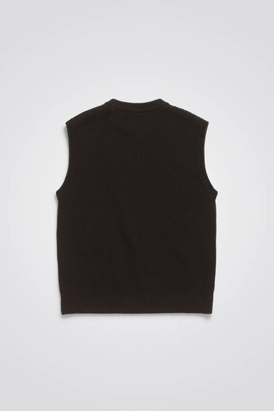 Norse Manfred Wool Rib Vest Espresso - KYOTO - Norse Projects