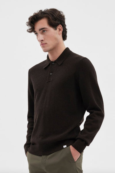 Norse Marco Merino Lambswool Polo Truffle - KYOTO - Norse Projects