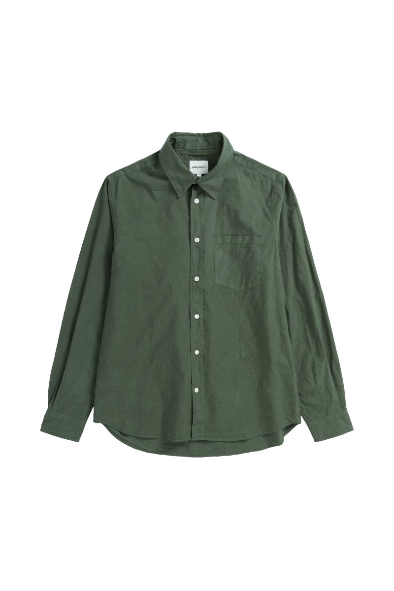 Norse Osvald Tencel Shirt Spruce Green - KYOTO - Norse Projects