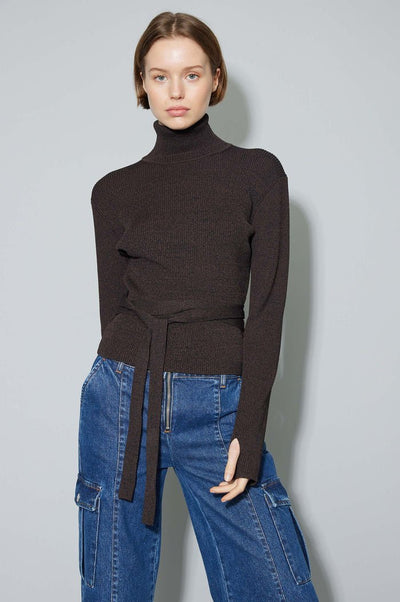 oval square Adel Wrap Knit Blouse Mel Black - KYOTO - oval square